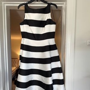 Adrianna Papell Black and Ivory Striped Dress